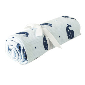 100% cotton blue waffle printed Baby blanket, Made of 100% Cotton, Measures 76 x 76cm