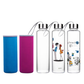 Proveedores y fabricantes de botellas de agua de vidrio con funda de  silicona personalizada - Venta al por mayor Mejor botella de agua de vidrio  con funda de silicona - DILLER