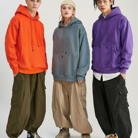 Solid color thickening oversize off shoulder male hooded sweater with velvet unisex pullover
