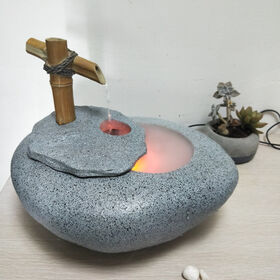 Fontaine d'eau d'intérieur en bambou avec cascade en résine à prix d'usine avec pompe, humidificateur de table pour décoration de maison et de jardin