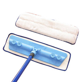 Recharge de vadrouille en microfibre de haute qualité, tampon de dépoussiérage, vadrouille de polissage, utilisation à sec, super absorbante, non pelucheuse, poils longs, 44x15cm, 500gsm, blanc - Idéal pour le nettoyage industriel et commercial