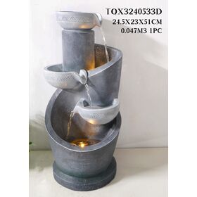 Factory price polyresin garden decor tiers water fountain outdoor with LED pump for home office patio ornament