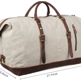 Große Reisetasche aus Canvas mit Lederbesatz im Großhandel - Weekender Duffel Bag