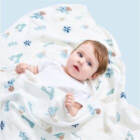 Lange en gaze pour bébé imprimée, serviette de bain pour enfants, couverture enveloppante, double lange pour nouveau-né