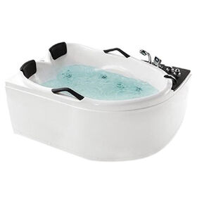 Wholesale SH1607 acrylic massage spa two person used bathtub with handles and white pillow for hotel
