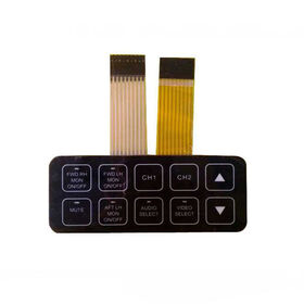 Membrane graphic overlay control panel with LED window and embossed ...