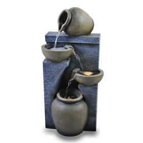Proveedor de urnas de resina para arte y artesanía, fuente de agua con bomba y luz LED para decoración del hogar y jardín exterior.