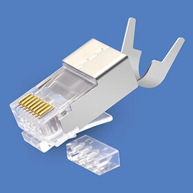 Conector RJ45 Cat7 FTP Directo de Fábrica con Abrazadera de Cola y Separador - Ideal para Redes Industriales