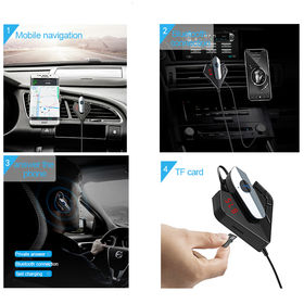 SUNITEC Kit Main Libre Voiture Bluetooth,Prise en Charge de Siri,Activation  Automatique,Voice Navigation,Musique,Connexion Simultanée de 2