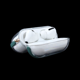 Funda protectora para AirPods Pro (2019), cubierta de PC transparente con marco de TPU y llavero