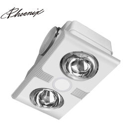 3-in-1 Bathroom Heater Fan Exhaust LED Combos Analog Mechanical Control Stainless Steel Wall Mounted Electric Heating Solution