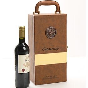 Red Wine Leather Single Portable Packaging Box Single Wine Box Red