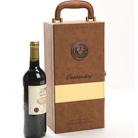 Luxury Gift Set Wine Bottle Glass Packaging Box Portable Leather