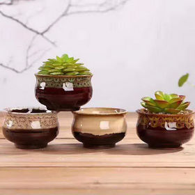 Buy Wholesale China Ceramic Houseplant Pot Retro Style Matte Grit Coloured  Galze Finished Decorative Mini Flower Planter & Retro Decorative Plant Pots  at USD 1.5