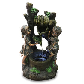 Hot selling boy and girl statue water fountain bronze sculpture with pump LED for garden outdoor decor