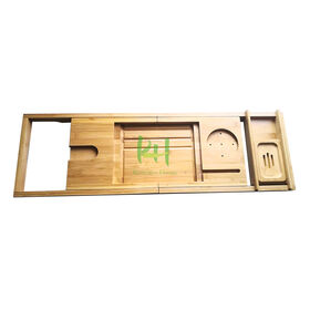 Foldable Bathroom Book Tray Made of Bamboo Sturdy and Durable Bathtub Caddy Suitable for Home and Travel