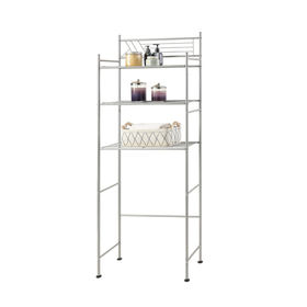 silver bathroom shelves