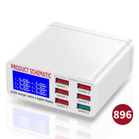 40W 6-Port USB-Ladestation mit LCD-Digital anzeige QC 3.0 Schnell ladegerät 5 V1-2.4 Ein USB-Ladegerät für Telefone Tablets