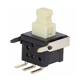 PB-22E68 3-pin pushbutton switch w/10,000 cycles lifespan/rating 0.2A/12V DC/withstand voltage 250V AC
