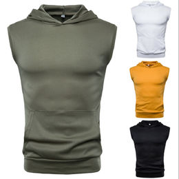 Men Summer Hooded Tank Vest Top Sleeveless Hoodie Muscle Casual Gym Sports  Sweatshirt