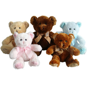 Werbegeschenke Kuscheliges Plüschtier Benutzerdefinierte Stofftiere Bunte Teddybären mit gepunkteten Bändern