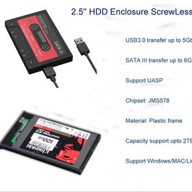 Boîtier pour disque dur 2,5 pouces - HDD / SSD - USB3.0 - 5Gbps - UASP -  plastique ABS - Noir - Orico
