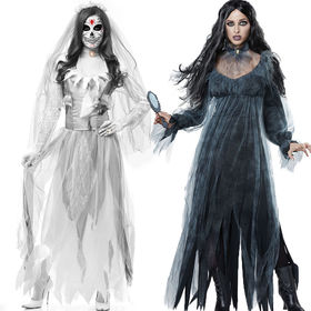Women Halloween Costume Vampire White Ghost Bride Wedding Dress Mummy  Cosplay