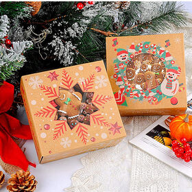 Weihnachtliche Bäckereikartons mit Fenster, Plätzchenboxen zum Verschenken, 15,24 x 15,24 x 7,62 cm