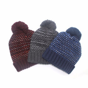 Knitted acrylic adult beanie hat