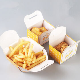 Cajas de Papel Desechables Cuadradas para Alimentos, Patatas Fritas y Snacks de Pollo Frito, Packaging para Hornear y Llevar