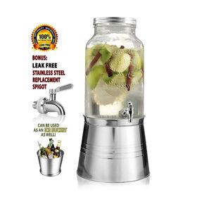 Wholesale Glass Mason Jar Beverage Drink Dispenser With Ice Glass