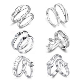 Buy Wholesale China Silver Couple Butterfly Adjustable Rings Set