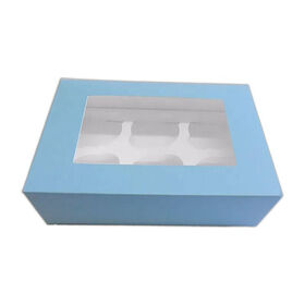 Custom 6 Holes Pack White or Kraft or Printed Paper Carboard cupCake Muffin Pastry Box with Clear PET Window
