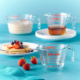 FANCY Tempered Glass Measuring Cup With Handle Grip For Liquid Ml And Oz  Measurements