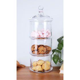 1/2/3/4 Tier Stackable Glass Apothecary Jar Kitchen Candy Cookie Storage  Containers with Lid