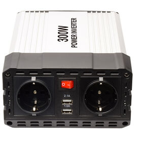 Inverter Mobil Casing Aloi Aluminium 12V ke 220V, Inverter Daya 300W, Konverter DC ke AC, Pengisi Daya