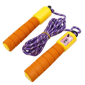 Cuerda de saltar para niños, cuerda de saltar ajustable de algodón de 8.5  pies con mango de madera para niños y niñas, ejercicio al aire libre (color