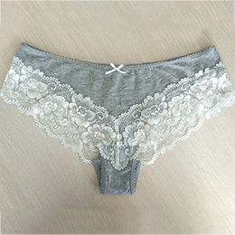 Gaiseeis Fashion Delicate Women Translucent Underwear Sheer Lace Tank Lace  Sexy Underpant Gray XL 