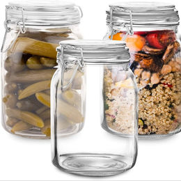 NUTRIUPS Storage Glass Jar Set Food Storage Tank with Wooden Lid 500 Ml,800ml,1200ml, Size: 9.6, Other