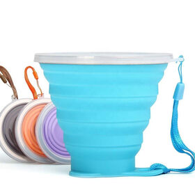 Cangkir Minum Silikon Lipat, Mug Kopi Lipat Portabel untuk Berkemah Luar Ruang, Tumbler Perjalanan Lipat Promosi
