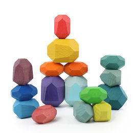 Colorful beech wood stone Jenga hot selling children's educational toys