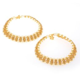 Efulgenz Indian Gold Tone Bell Charms Tassel Chain Anklet Set Bracelet Payal Foot Jewelry 