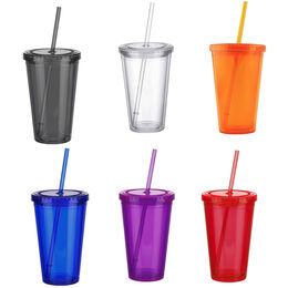 Colorful Plastic Soda Cups with Straws Graphic by sargatal