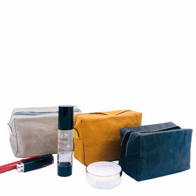 Kosmetiktasche aus waschbarem Kraftpapier, tragbar, mit individuellem Logo, schwarz, Reise-Make-up-Tasche, Aufbewahrungsbeutel