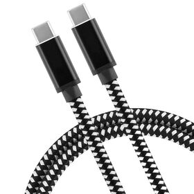 Cable de 1 metro de PVC/aleación de aluminio con trenzado C a C, compatible con carga rápida y sincronización de datos.