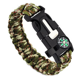 Paracord Survival Bracelet - 2 Pack Survival Kit Firestarter Bracelets -  Includes Compass, Firesteel, Whistle And Parachute Cord