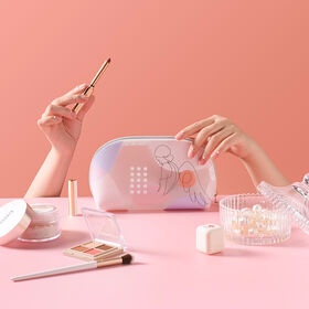 Custom logo transparent TPU Holographic cosmetic bag bolsos maquillaje Personalized laser pvc makeup