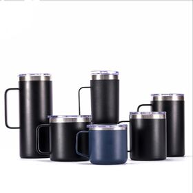 Gobelets à café de voyage isothermes en acier inoxydable avec poignée, nouvelle conception personnalisée en gros d'usine, 12oz 14oz 24oz