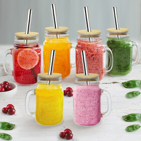 Yuedong Juice Bottle Mason Jars Mug With Lid Straw Drinking