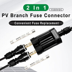 Solar 2 cable connector in 1 cable connector branch inline fuse connector with both cable ends